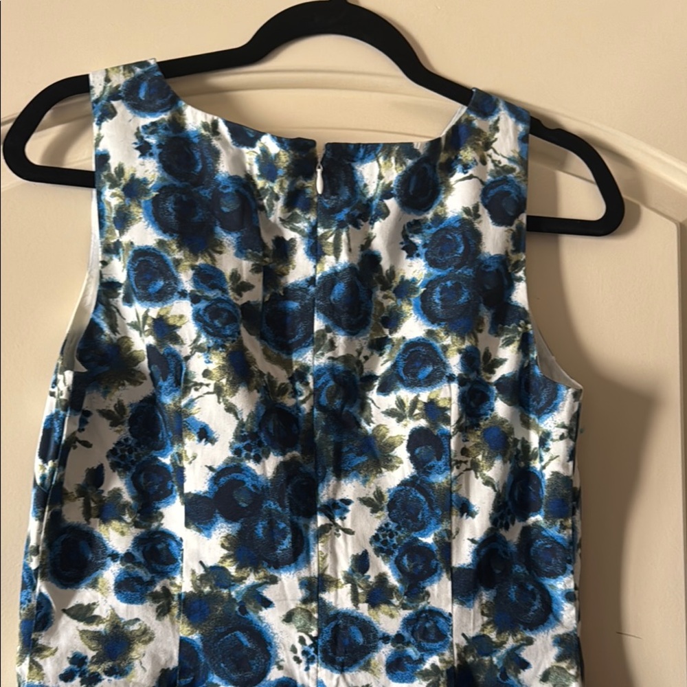 Ann Taylor Blue and White Floral Halter Sheath Sleeveless Midi Dress 6 - Picture 8 of 11
